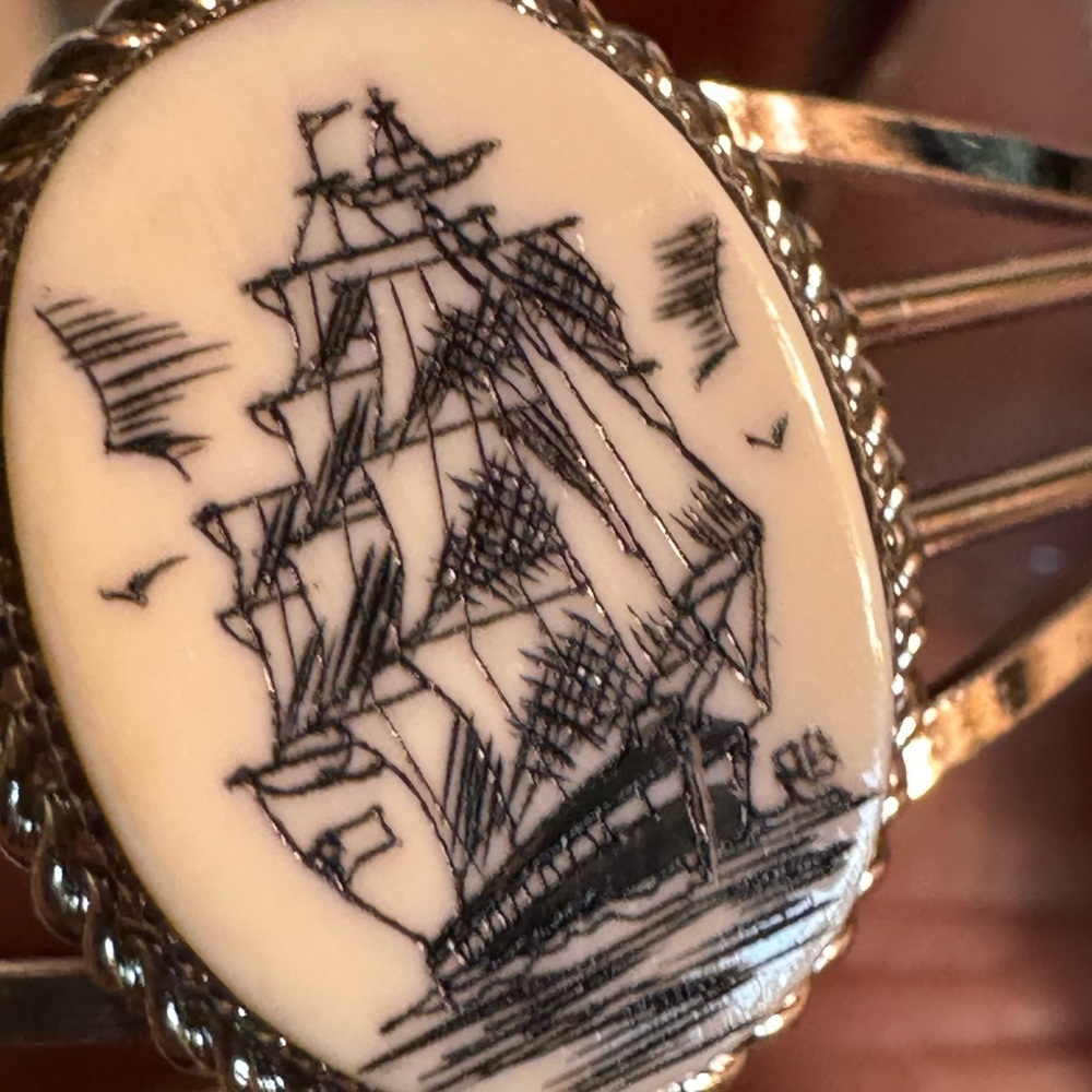 Scrimshaw Bangle Bracelet, RB